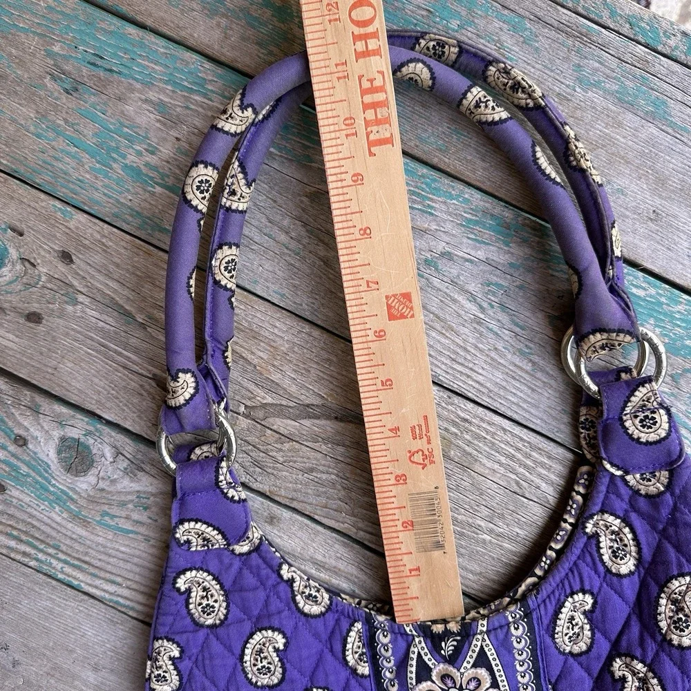 Vera Bradley Simply Violet Flower Paisley Shoulder Bag 15 Inch Hobo Zip Pocket